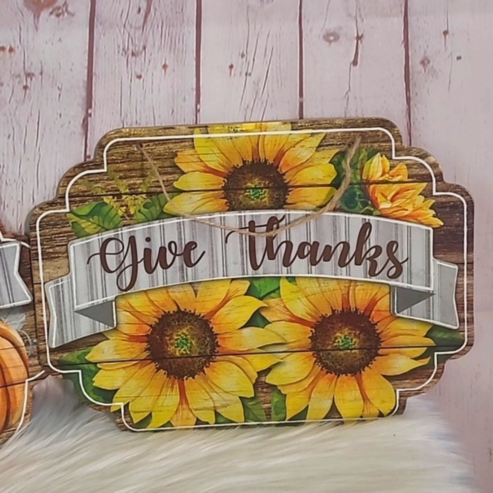Pair Hobby Lobby Thanksgiving Harvest Fall Pumpkin Sunflower Hanging Wall Decor - Picture 5 of 14